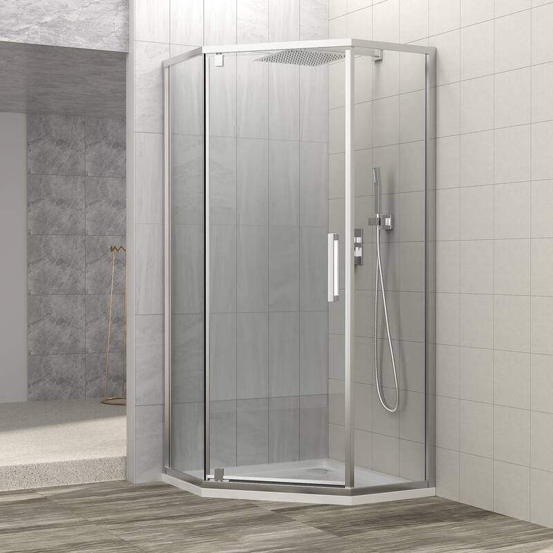 34"W x 72" H Framed Neo-Angle Hinged Shower Door - 34'' x 0.31'' x 72''