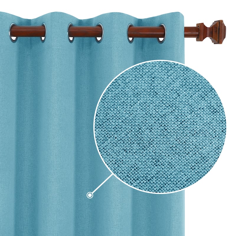 Deconovo Total Blackout Faux Linen Curtains 2 Panels