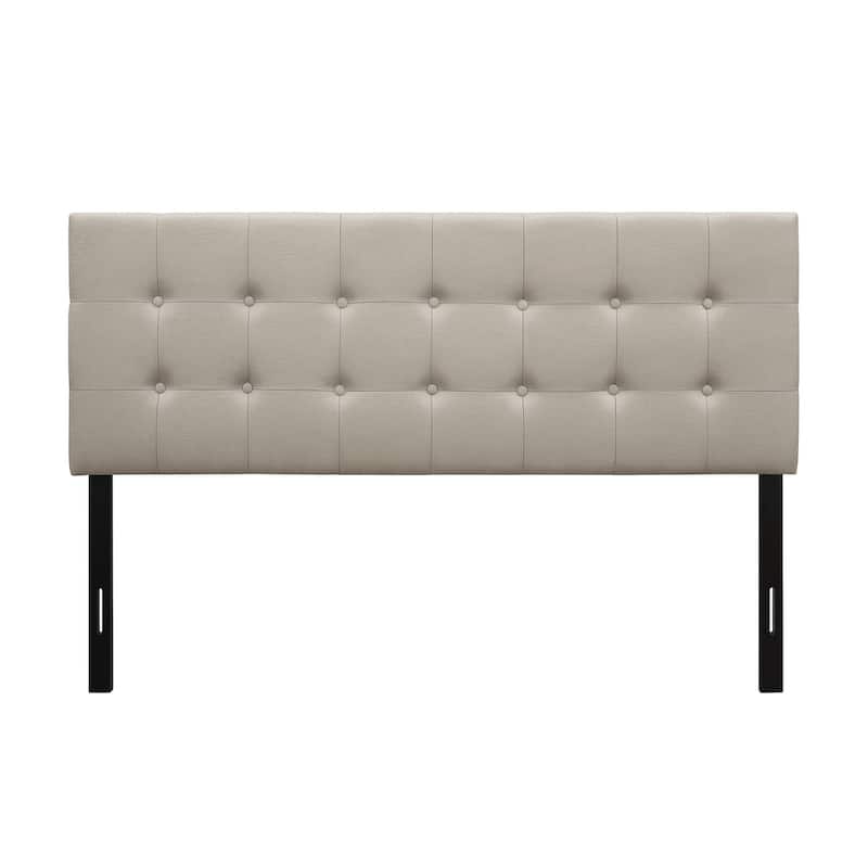 Ida Button-tufted Upholstered Transitional Adjustable Headboard - Warm Grey - Twin