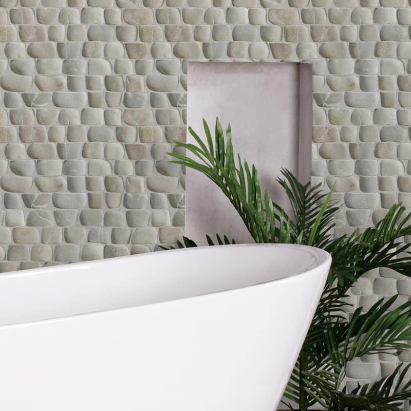 Strip Tan Pebble Mosaic Tiles for Backsplash Kitchen and Bathroom Wall (10.5" X 12") 5 tiles per case - Case (5 Tiles)