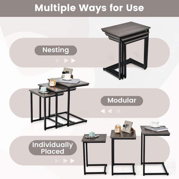 3 Pieces Multifunctional Coffee End Table Set - 20" x 14" x 22" (L x W x H)