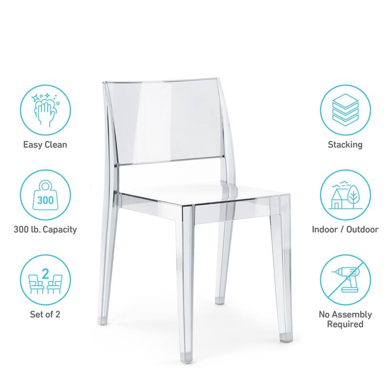 WRGHOME Modern Stacking Patio Dining Side Chair Indoor/Outdoor (Set of 2) - 31.10'' H X 19.29'' W X 19.68'' D