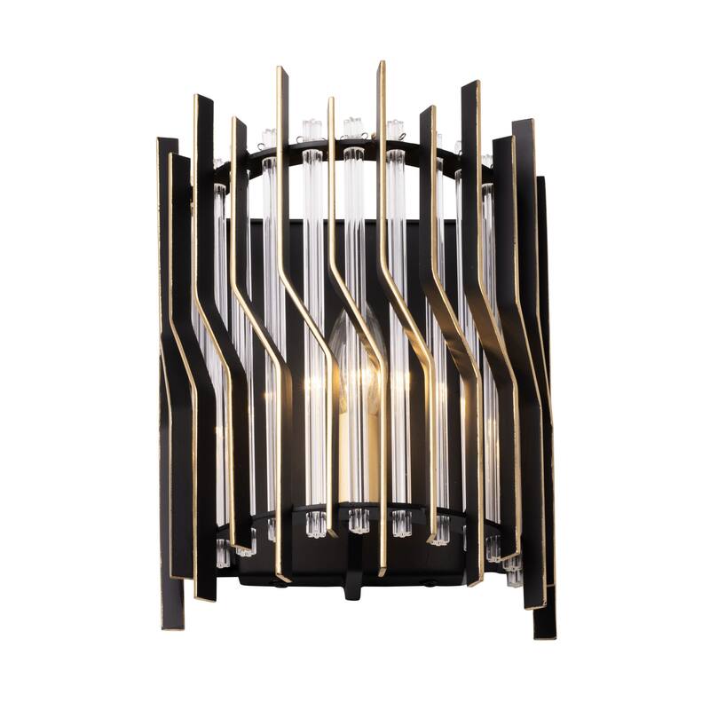 Varaluz Park Row Wall Sconce - Matte Black/French Gold - 4.75"D x 8"W x 11"H