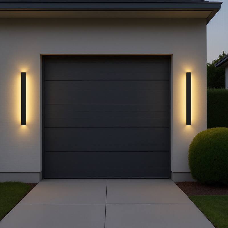 YANSUN Set of 2 Outdoor Wall Lights, 30W LED, 39.4" Black Modern Strip