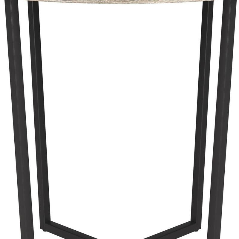 Steel Wood End Table with Round Top and Cross Leg Base - 22” x 22” x 20” (D x W x H)