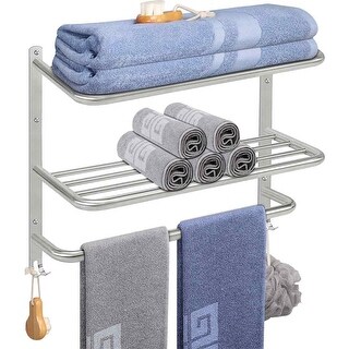 Bathroom Towel Rack, 3-Tier Towel Holder with Hooks, Stainless Steel ...