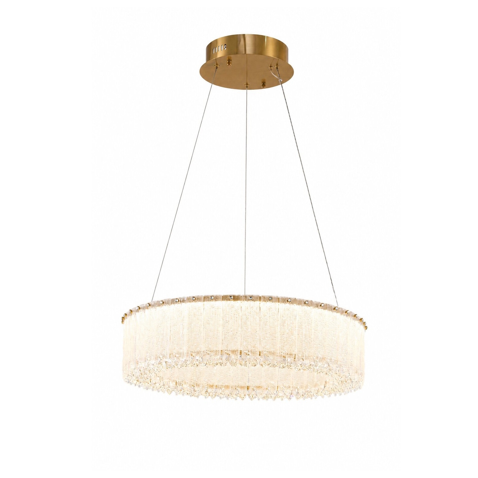 1-Light Brass LED Chandelier With Clear Crystals