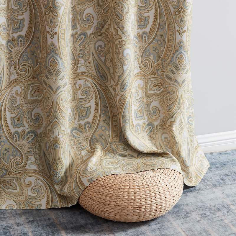 HLC.me Paris Paisley Print Light Reducing Filtering Grommet Window Curtain Panels - Set of 2