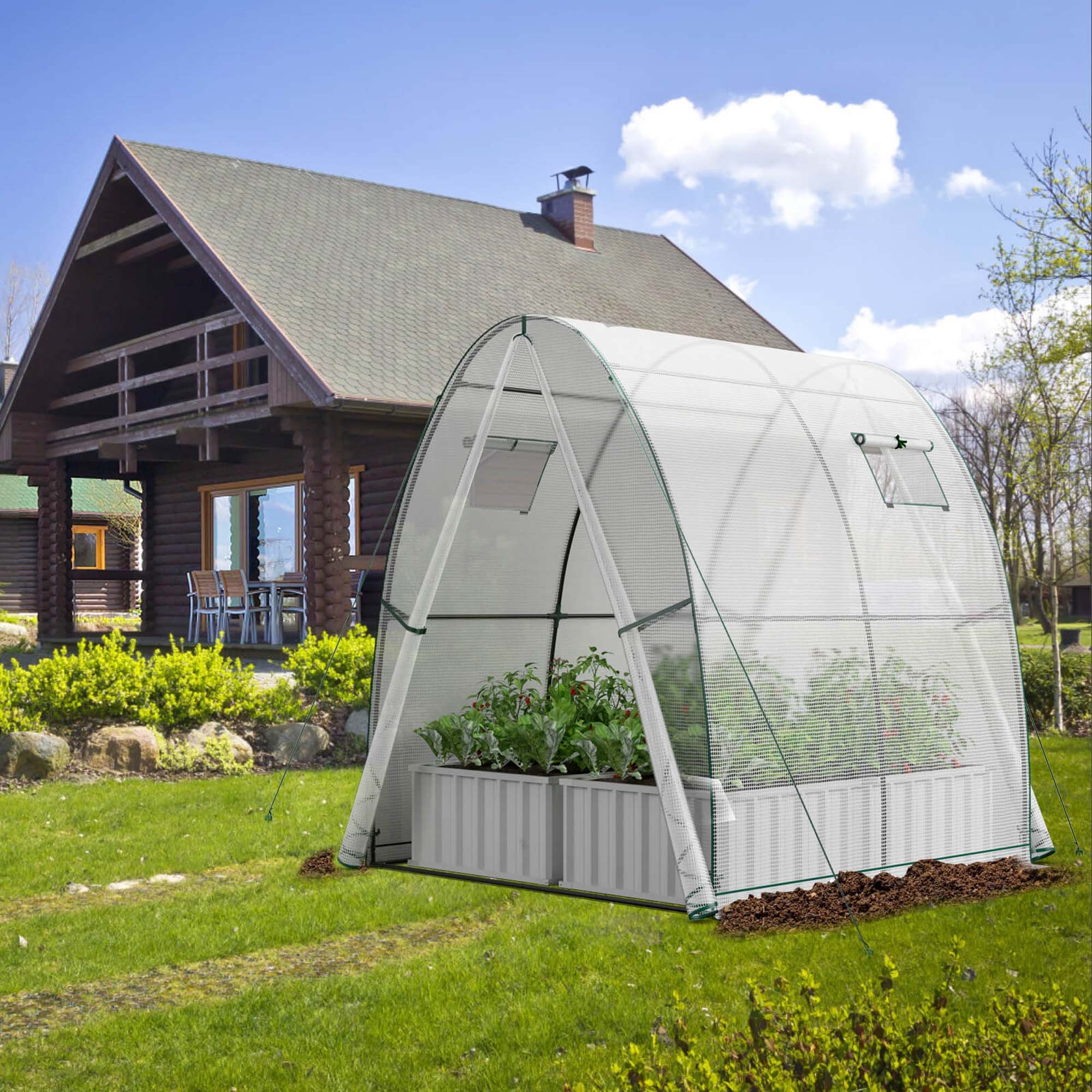 Costway Portable Greenhouse with 2 Zippered Doors 2 Roll-up Screen - See Details