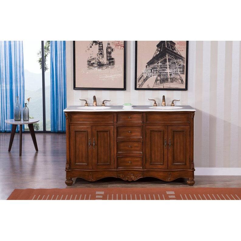 Elegant Lighting VF-1048 Windsor 60" Free Standing Double Basin Vanity