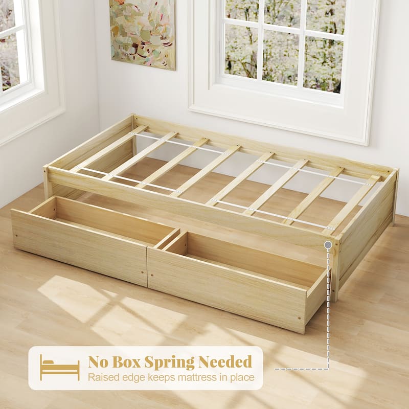 Gymax Twin Size Captain Bed w/ 2 Drawers Slats Support Twin Daybed