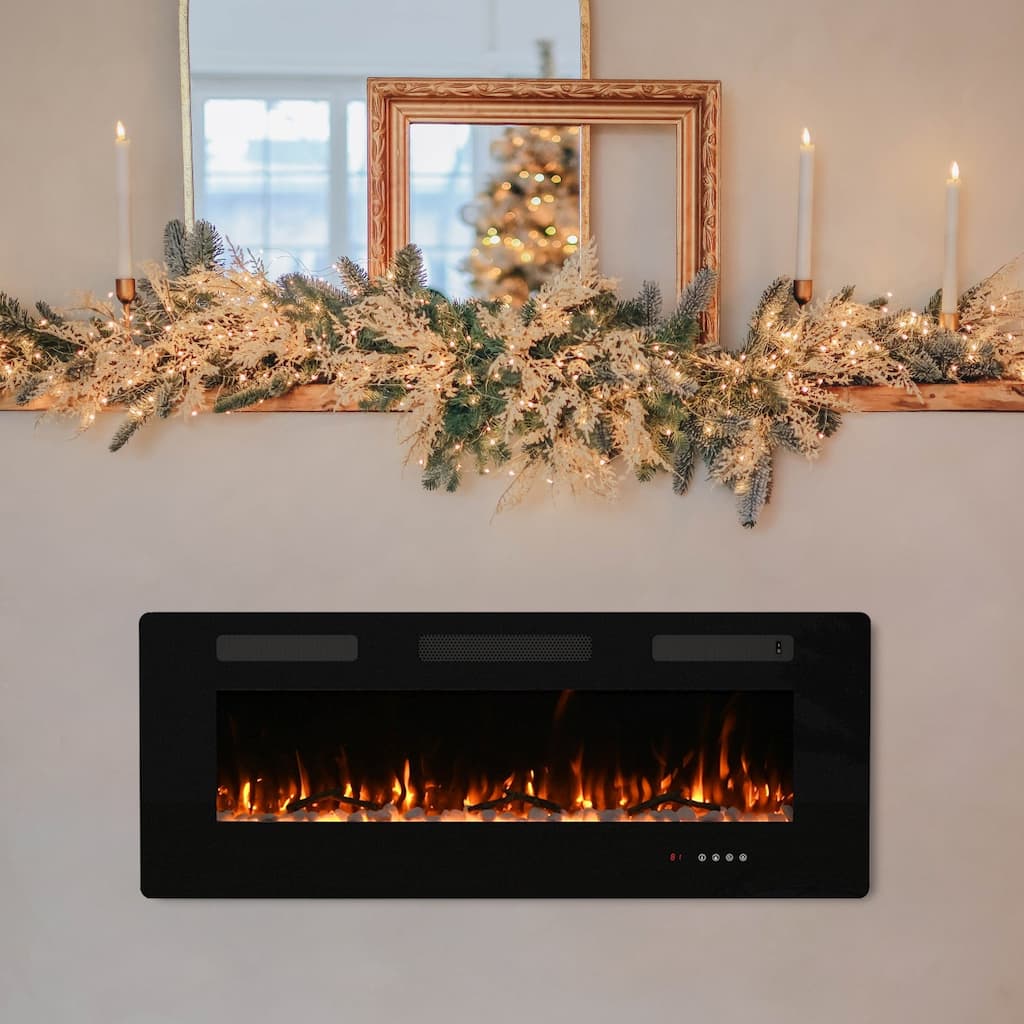 40 to 60 Inch Ultra-Thin Electric Fireplace Recessed Wall Mounted Heater w/ RC