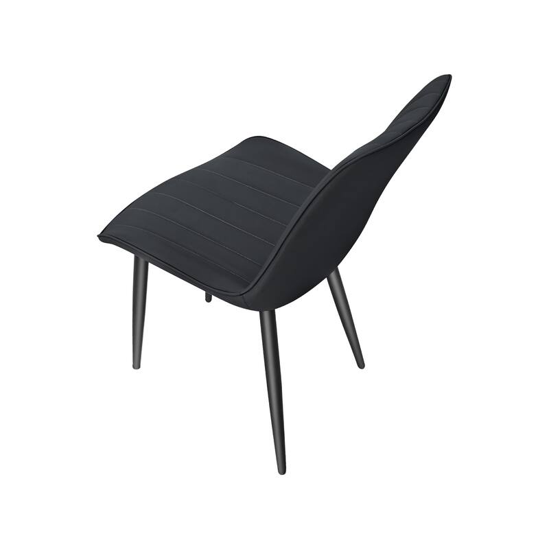 PU Leather Dining Chair with Metal Legs, Wave Pattern Upholstered Armless Chair Set of 6 for Kitchen, Living
