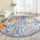 SAFAVIEH Courtyard Leatrice Indoor/ Outdoor Patio Backyard Rug - 5'3" x 5'3" Round - Blue/Natural