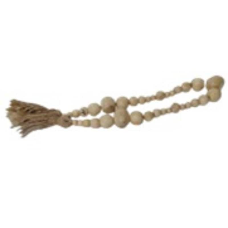 Bleached Mango Wood Beaded Garland with Tassels - 3.5' x 2"