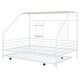 preview thumbnail 30 of 78, Metal House Bed with Trundle, Twin/Full Size Daybed Playhouse Bed with Bulit-in Storage Shelves and Metal Grid for Kids Teens