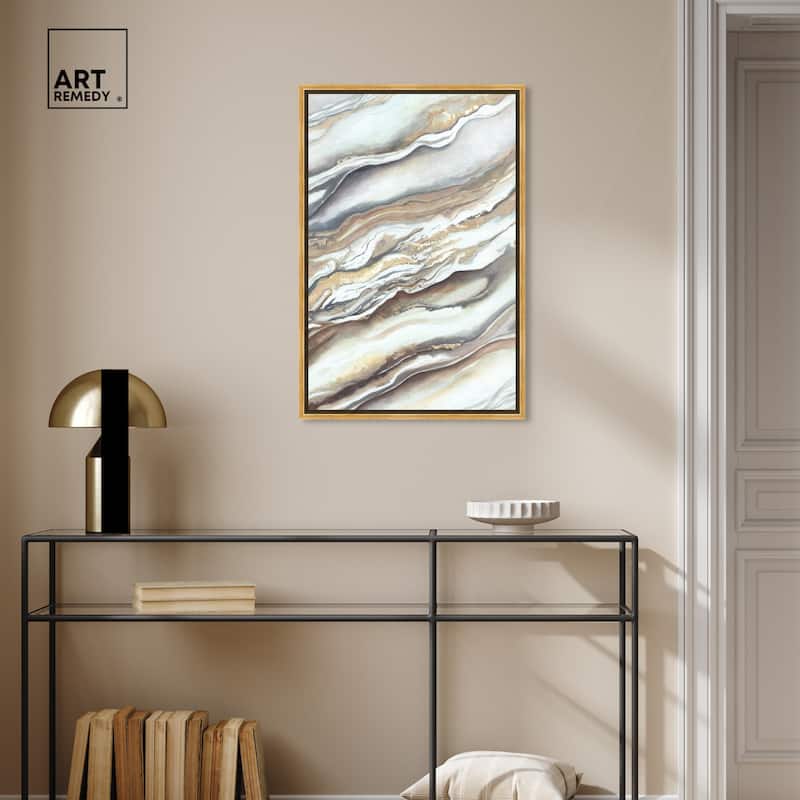 Art Remedy Neutral Lines I Framed Boho Abstract 1 Piece Canvas Wall Art