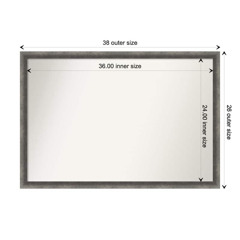 Burnished Concrete Narrow Non-Beveled Wood Framed Bathroom Vanity Wall Mirror - Burnished Concrete Narrow - Glass Size 36x24