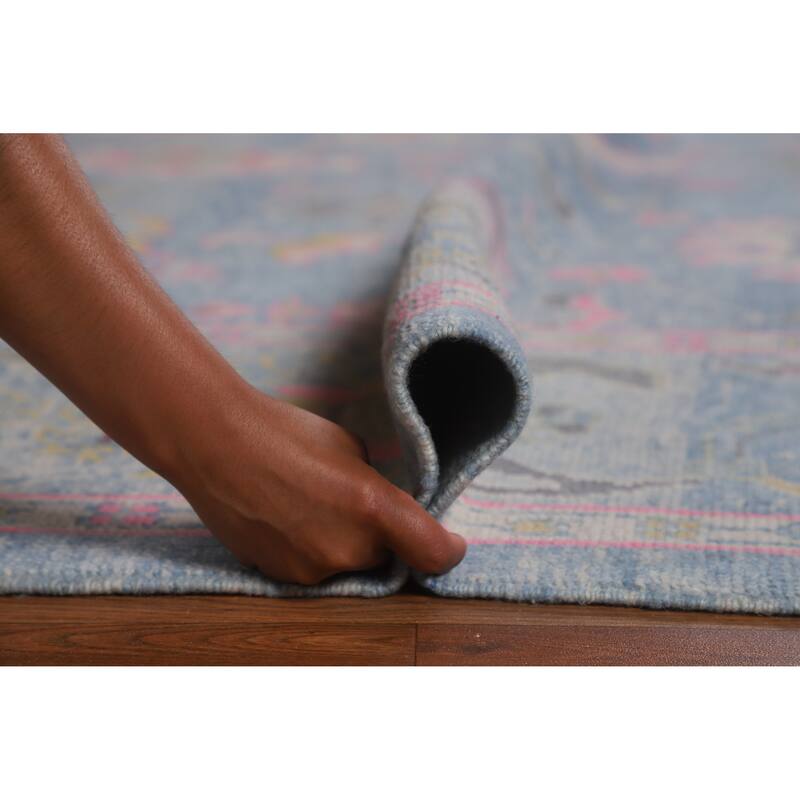 Hand Knotted Oriental 100% Wool Carpet Transitional All-Over Navy Blue & Blues Oushak Area Rug - 14' 0'' X 10' 1''