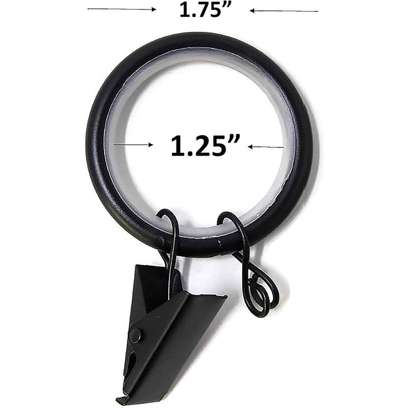 32PCS 1.25" Drapery Curtain Rod Rings for 1" Rod with Clips, Eyelets and Nylon Inserts