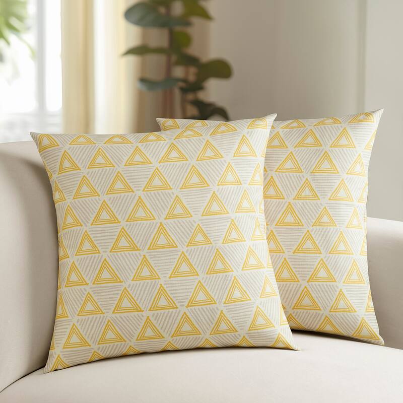 Exclusive Fabrics Printed Cotton Throw Pillow Covers 18 X 18 - Textured Decorative Pillow Covers (Set of 2)