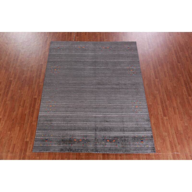 Hand Knotted Oriental 100% Wool Carpet Tribal Tribal Greys & Charcoal Gabbeh Area Rug - 10' 0'' X 7' 10''