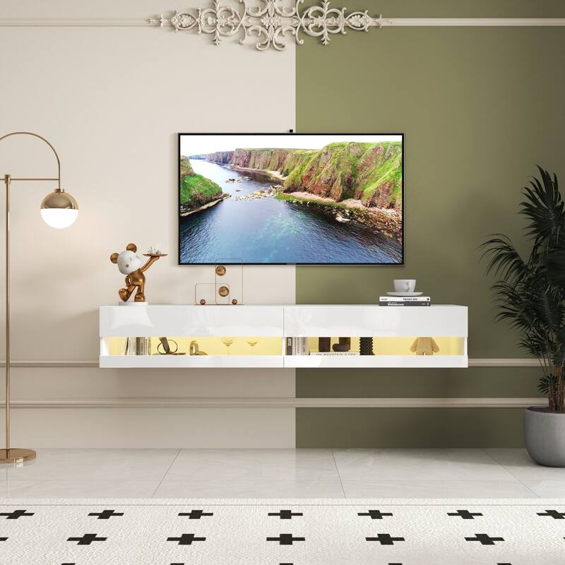 180 Wall Mounted Floating 80" TV Stand with 20 Color LEDs