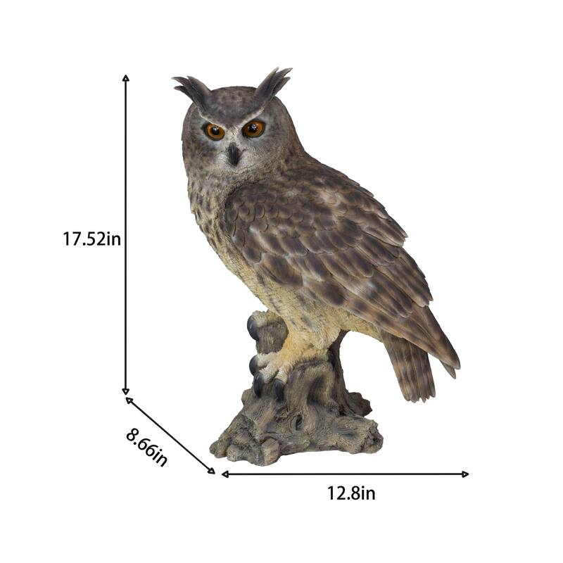 Long Eared Owl on Branch Outdoor Garden Statue - 17.5"