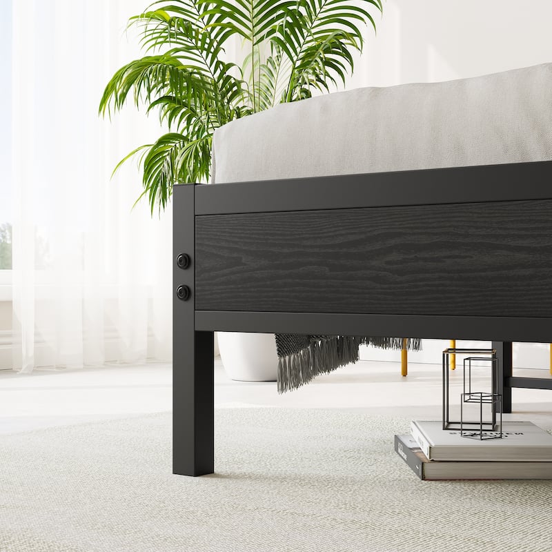Full Size Bed Frame, Storage Headboard with Charging Station, Solid and Stable, No Box Spring Needed, Easy Assembly