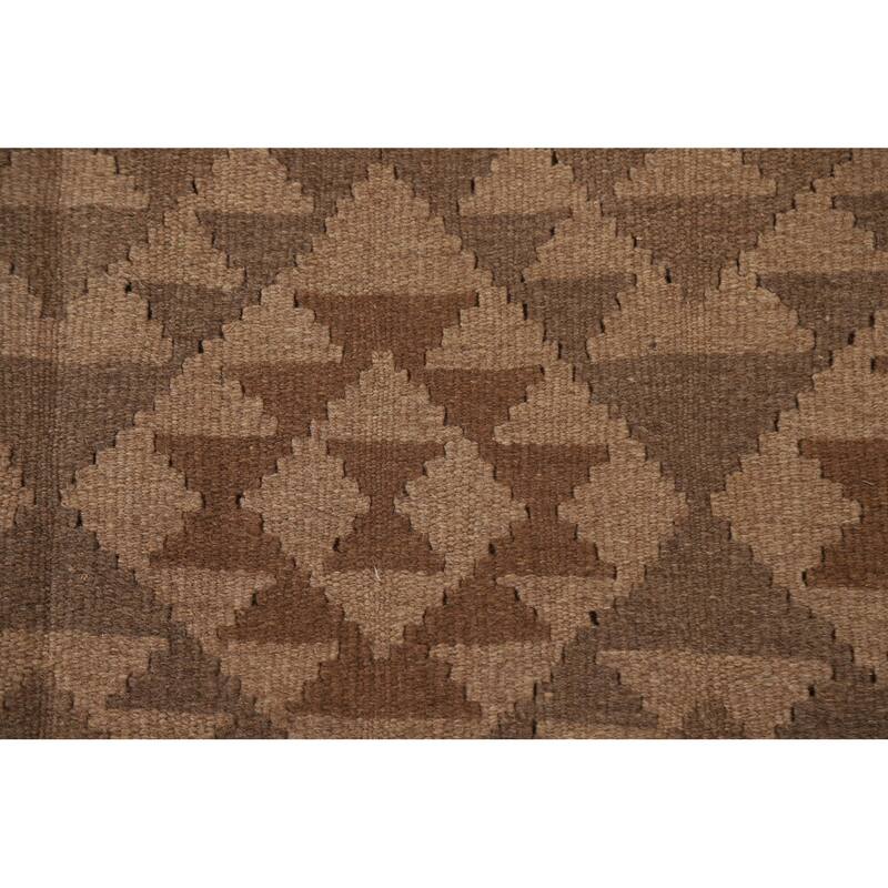 Brown Kilim Oriental Area Rug Hand-woven Bedroom Wool Carpet - 4'11" x 6'9"