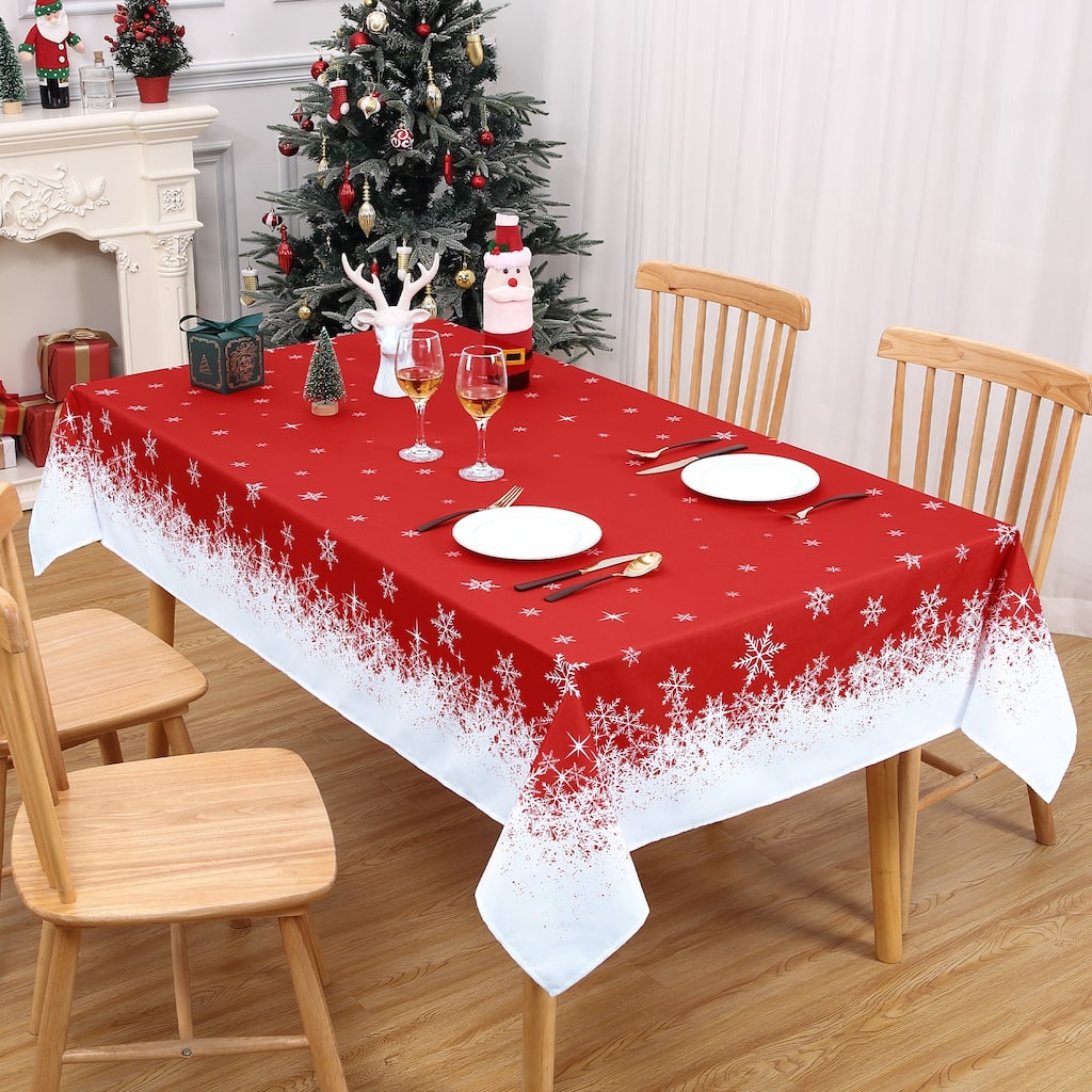 Christmas Tablecloth Snowflakes Xmas Decor for Rectangle Tables