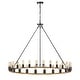 preview thumbnail 58 of 71, The Gray Barn Liam 48-inch Round Wagon Wheel 24-light Chandelier Smith Iron/Imitation Wood Grain