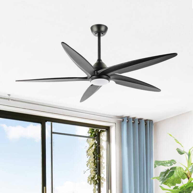 GetLedel 54" Solid Wood 5-Blade Ceiling Fan with Dimmable LED and Remote Control