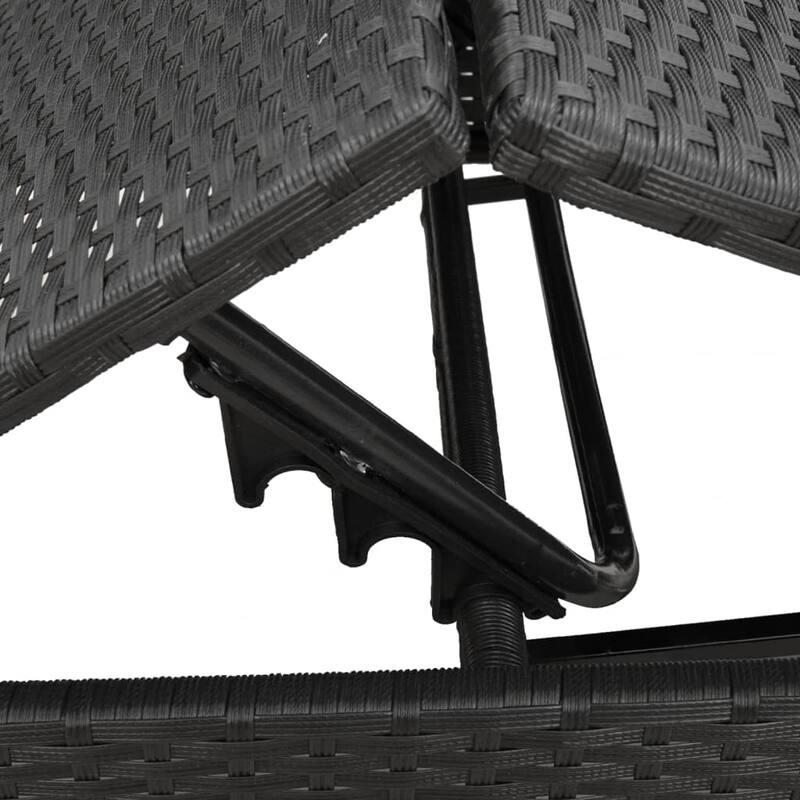 vidaXL Sun Loungers with Table Chaise Lounge 2 Pcs Poly Rattan Brown/Gray/Black - 23.2 x 78.7 x 33.5