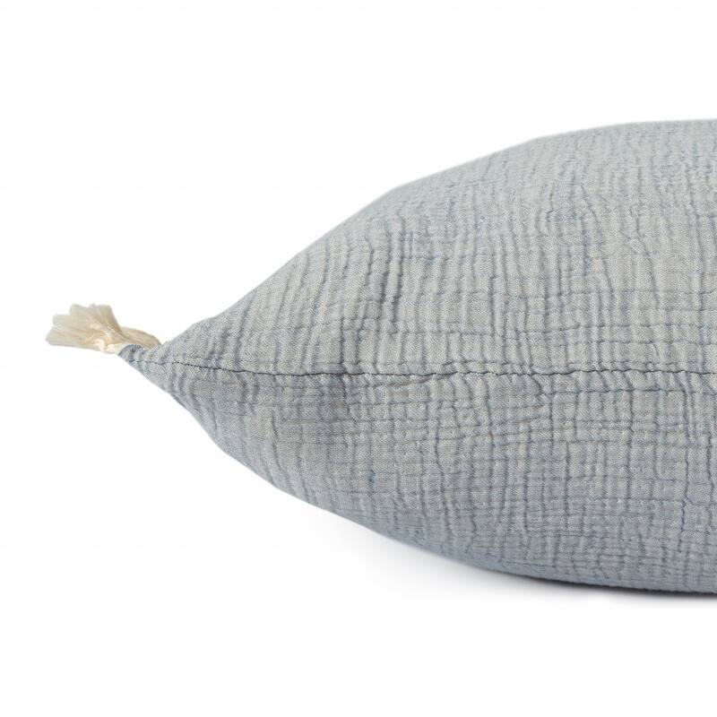 HomeRoots 20" X 20" Blue Gray And Cream 100% Cotton Zippered Pillow