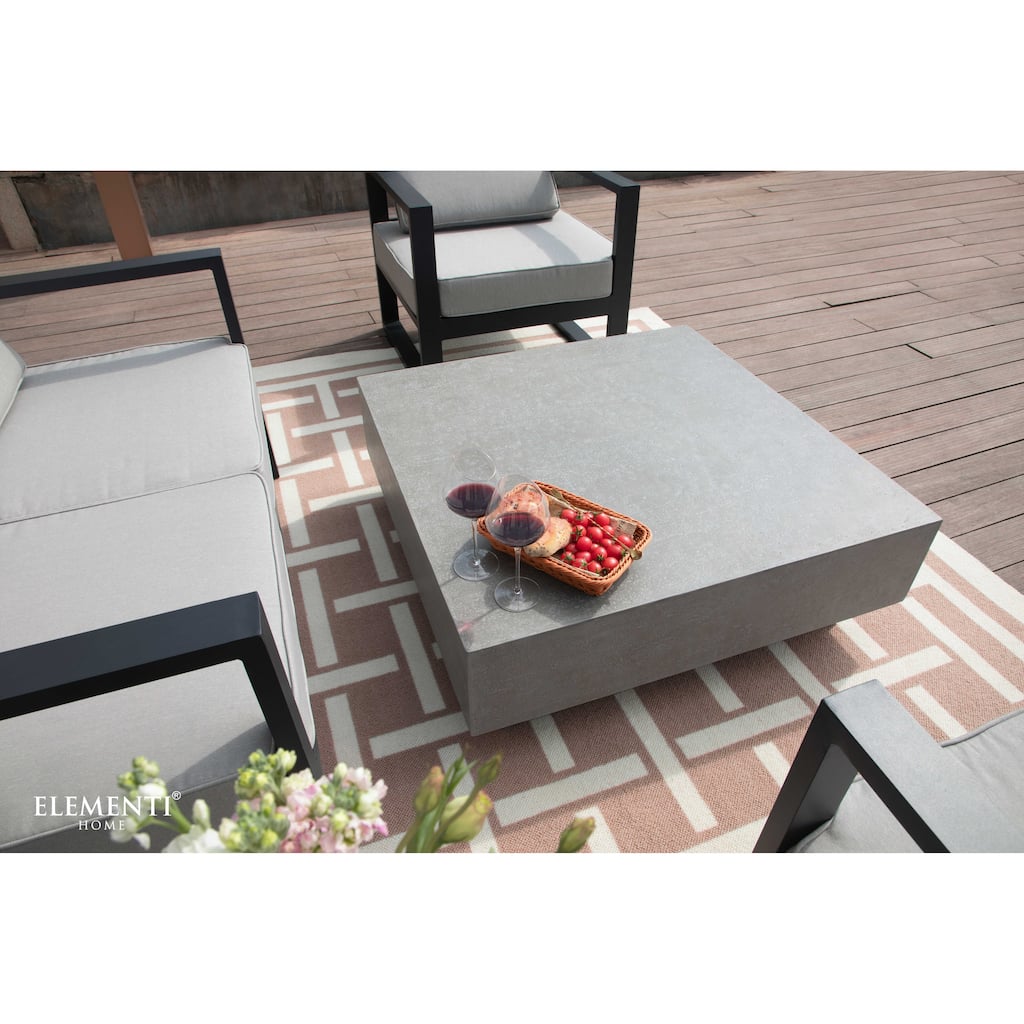 Elementi Home Tevere 40" Square Concrete Coffee Table - 40 X 40 X 14