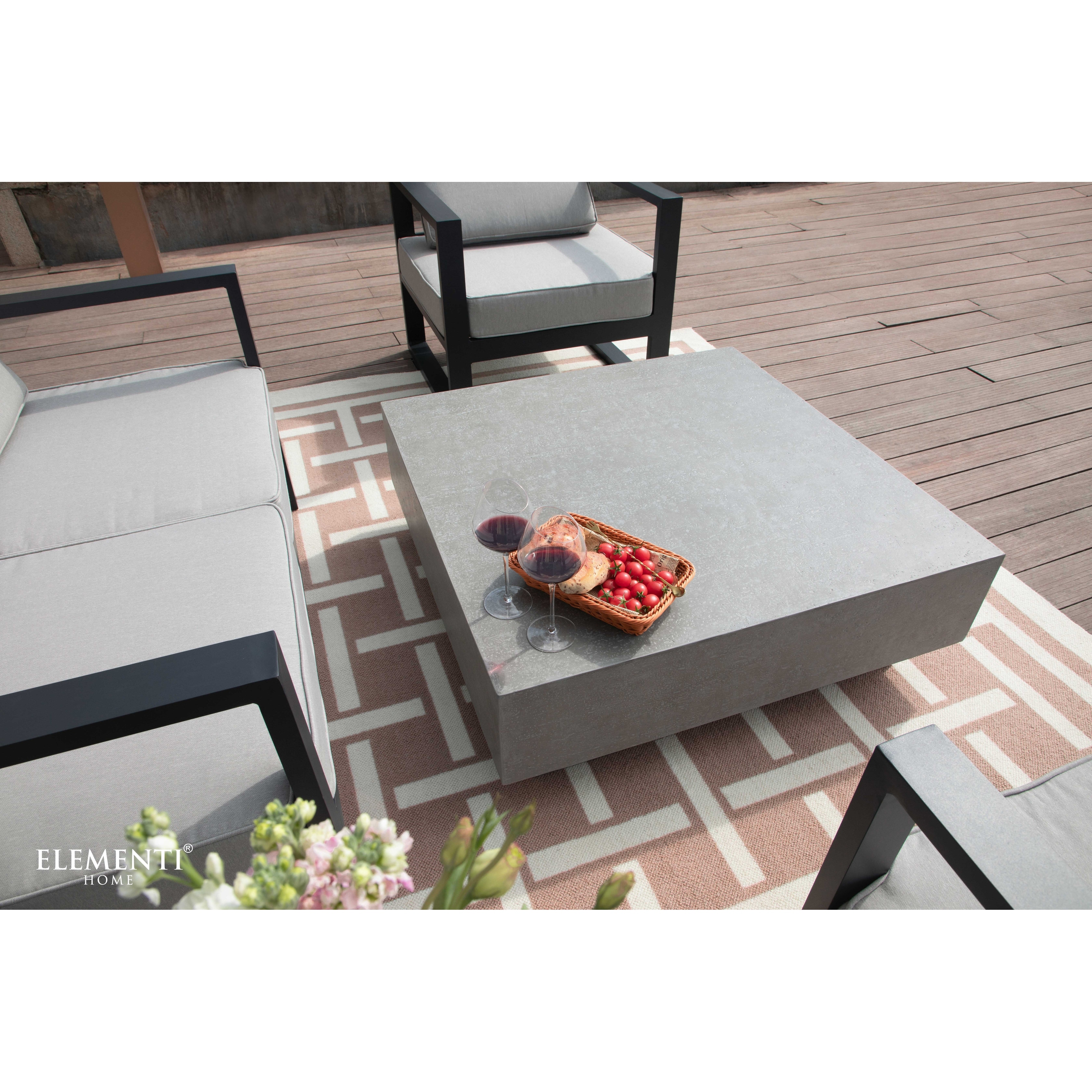Elementi Home Tevere 40" Square Concrete Coffee Table - 40 X 40 X 14