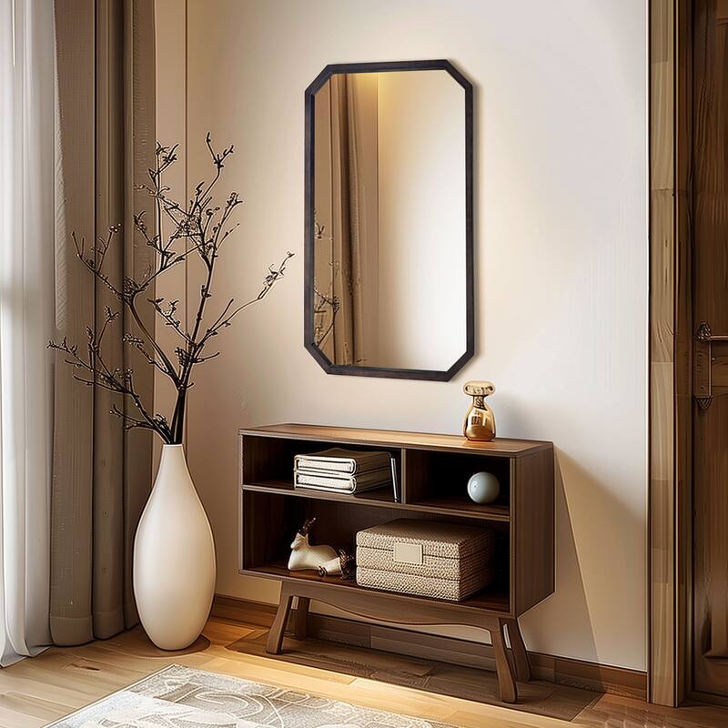 Octagon Panel Black Framed Wall Mirror