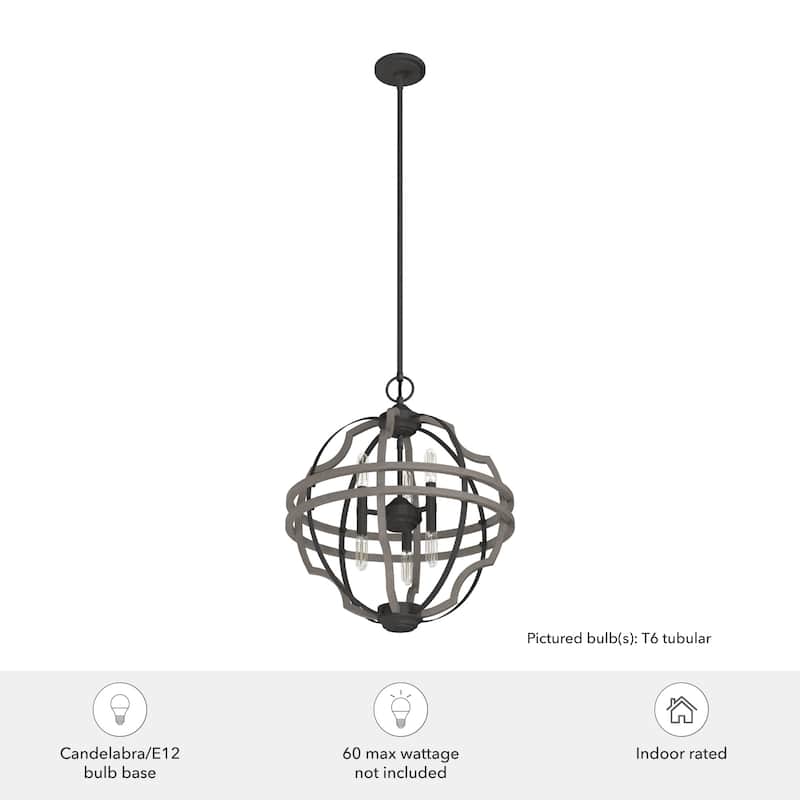 Hunter 19.25" Stone Creek 6-Light Pendant - Entry, Island, Dining Room - Modern Farmhouse, Rustic, Transitional