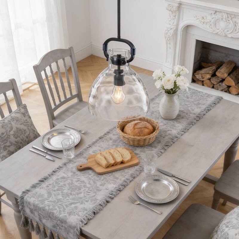 Skystar 1 - Light Single Pendant With Clear Hammered Glass Shade