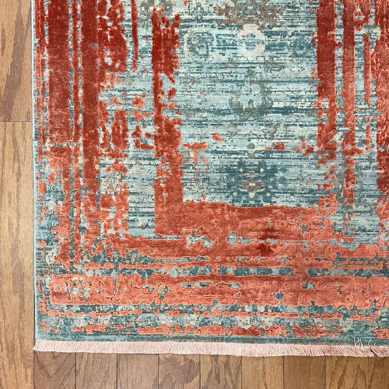 HERAT ORIENTAL Turkish Modern Erased Design Wool & Silk Rug - 2'7" x 4'11"