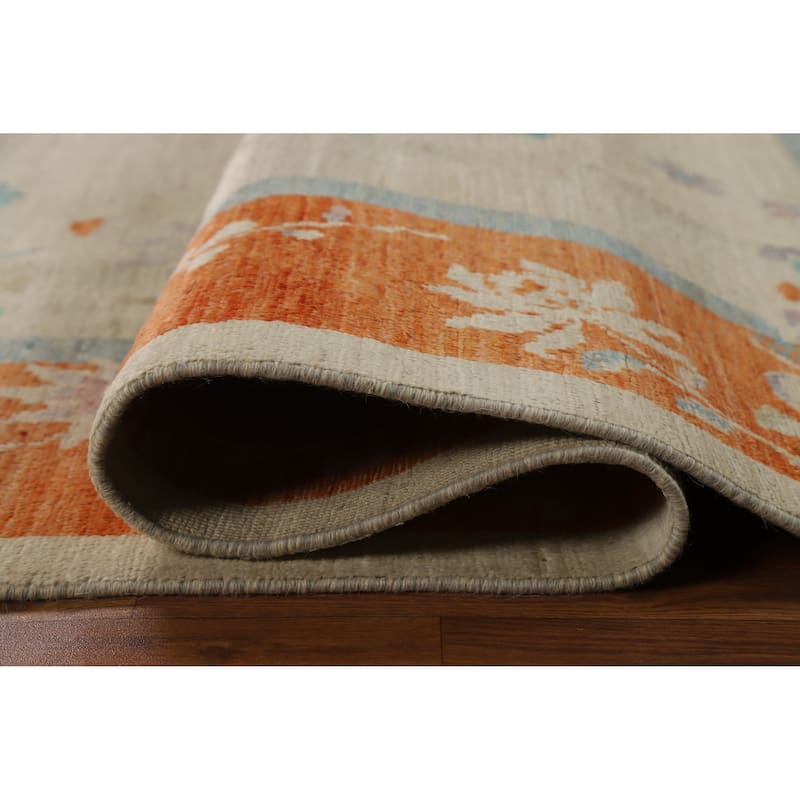 Vegetable Dye Floral Art Deco Turkish Area Rug Handmade Wool Carpet - 6'10"x 9'11"