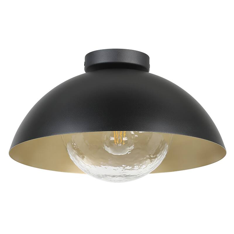 Dyal - 1-Light Ceiling Light - Black and Gold Finish Shade - Black