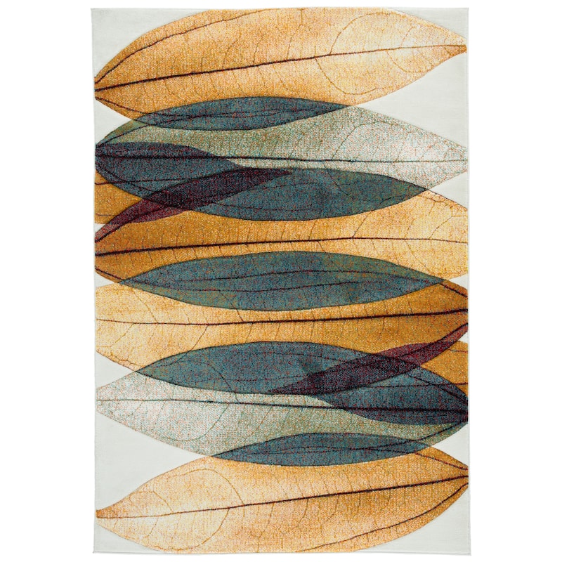 SAFAVIEH Hollywood Mergita Mid-Century Modern Abstract Rug - 6'7" Square - Gold/Blue - Square