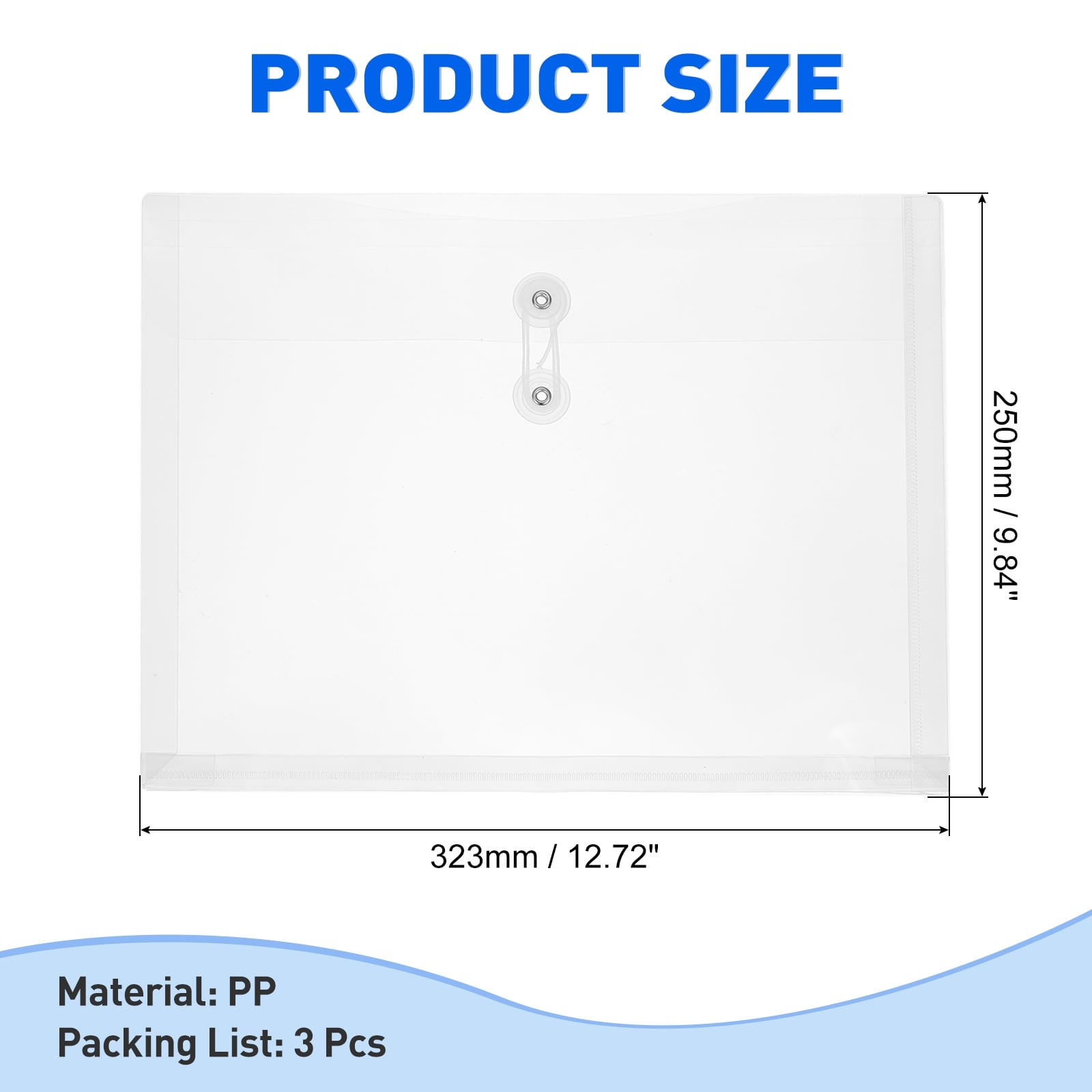 Plastic Envelopes with Button String Tie Closure, Letter A4 Size File Document Folders Envelopes for Home Work Office