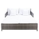 preview thumbnail 29 of 59, SAFAVIEH Outdoor Cadeo Wicker Daybed with Pillows and Cushions Grey/White