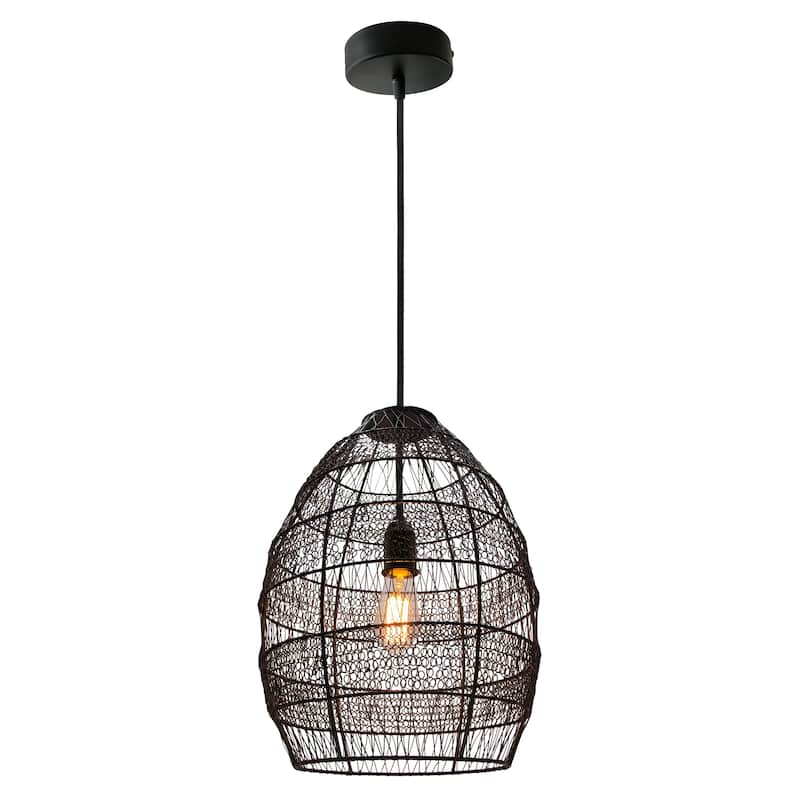 Carbon Loft Faulhaber 18.5-inch Woven Modern Cage Oversized 1-light Pendant - Black