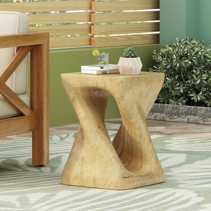 Modern Twist Shape End Table for Indoor and Outdoor - Natural