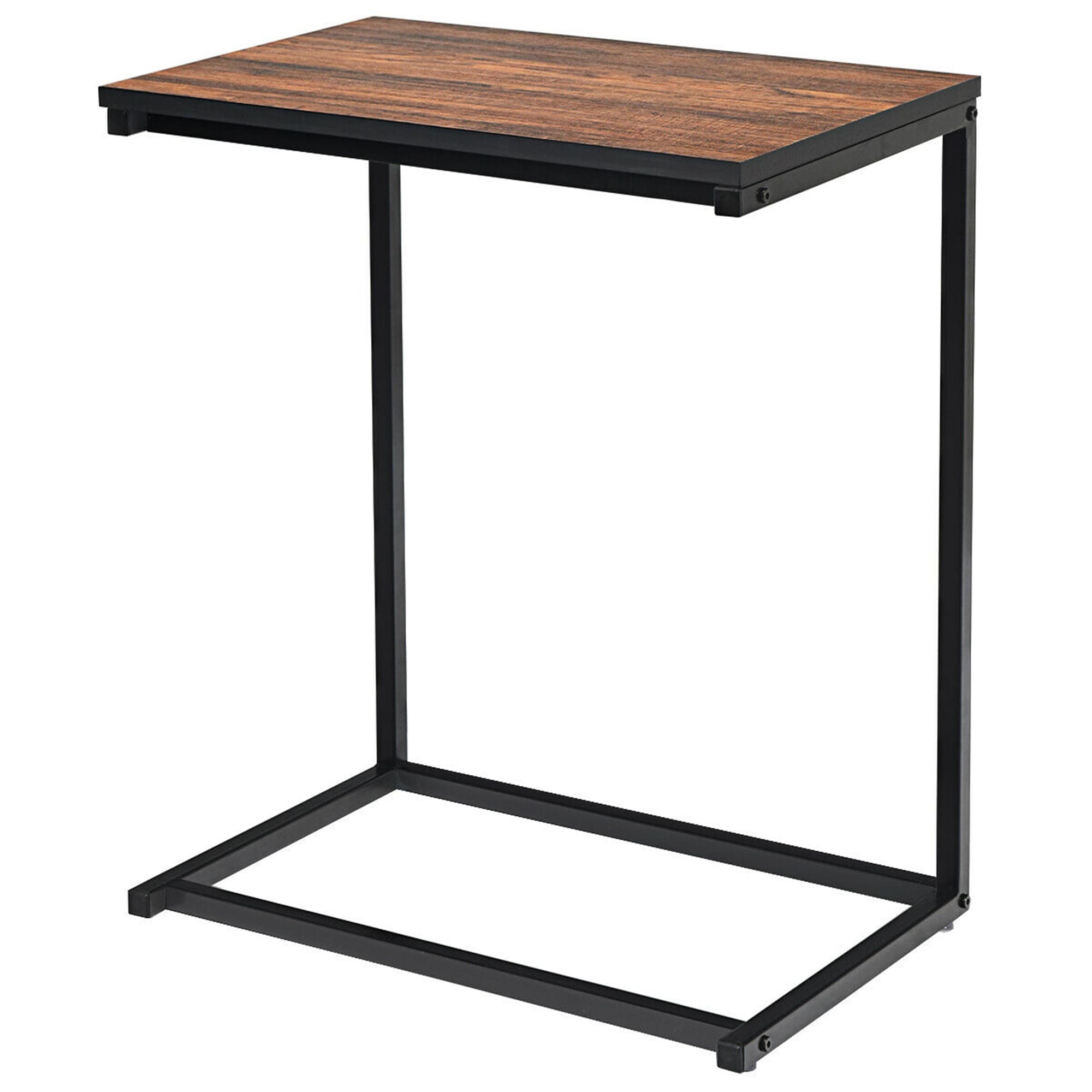 Gymax Sofa Side End Table C Shaped Table Laptop Holder End Stand Desk