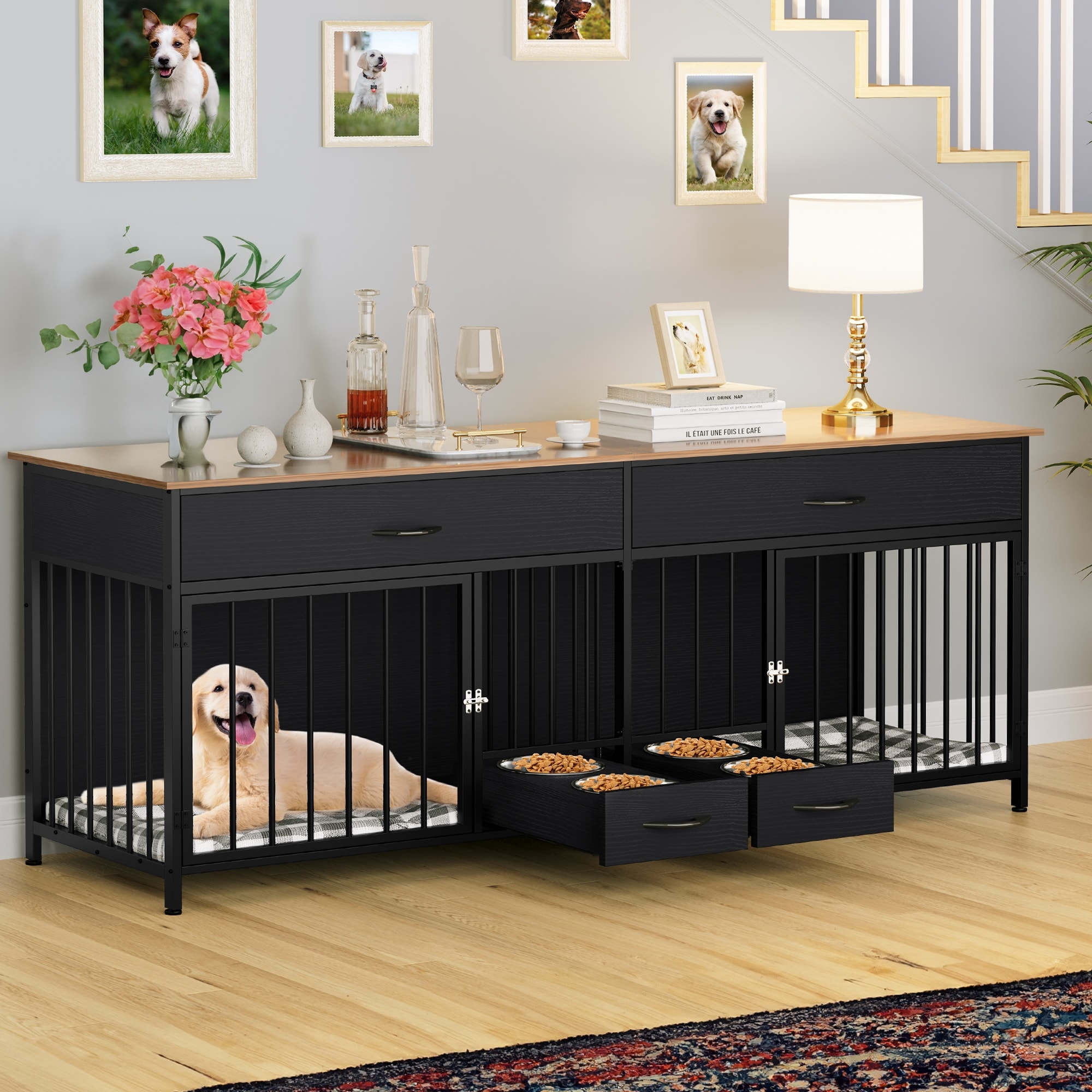 Moasis Furniture-style Dog Crate, TV Stand with Drawers - On Sale